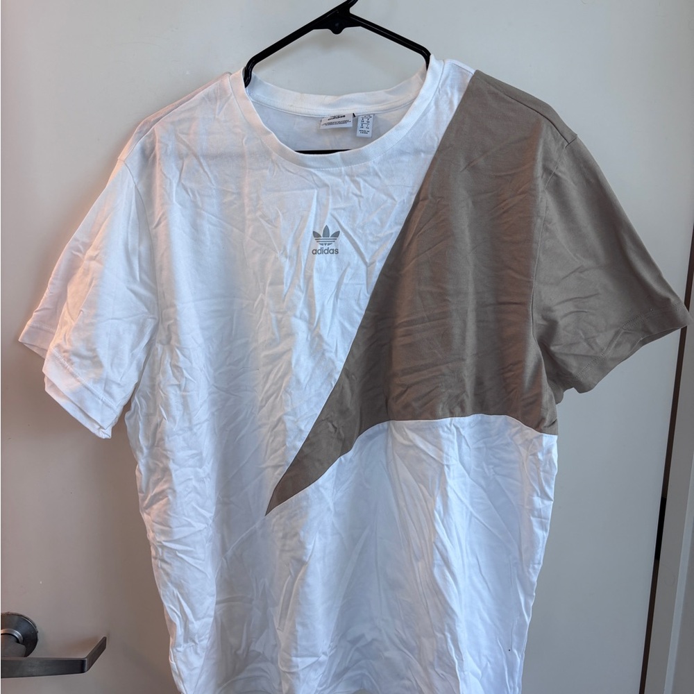 Adidas Men's White and Brown Short Sleeve Tee